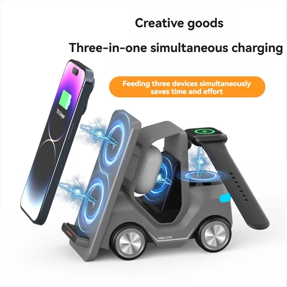 【A19R】Small Forklift Wireless Charger Fast Charging Charging Station High Speed Charger Base Stand for Cell Phone A view 5
