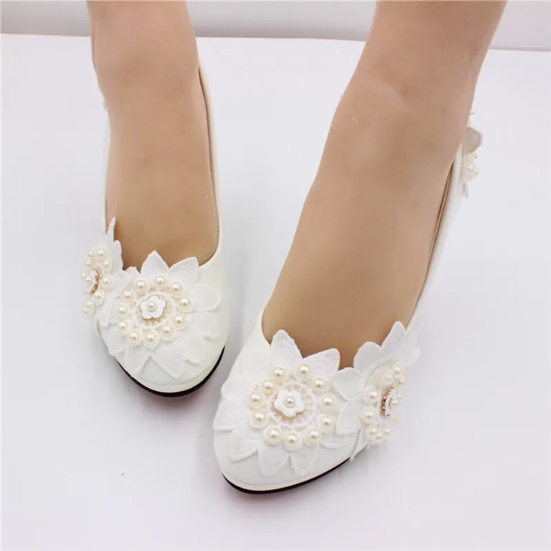 WEDDING Women Pumps PU Lace 3 5 8 CM Thin Heels New High Heel Wedding Dress with Shallow Mouth and Round Head Woman Shoe