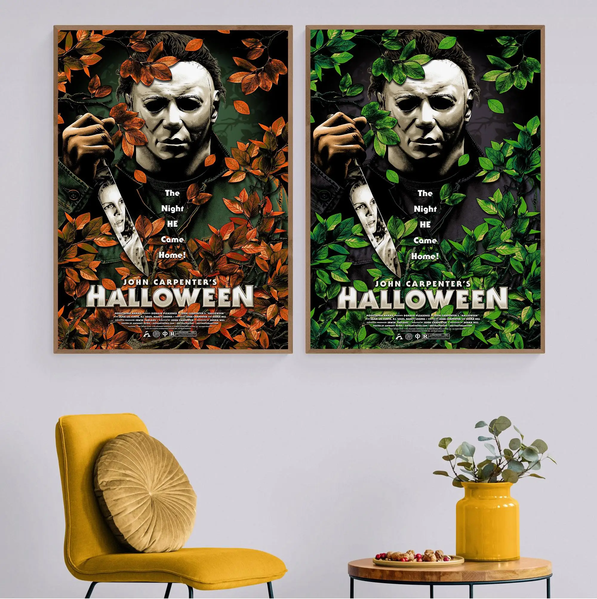 فيلم الرعب الكلاسيكي هالوين مايكل مايرز الملصقات خمر يطبع حائط لوح رسم صورة فنية غرفة المعيشة ديكور المنزل