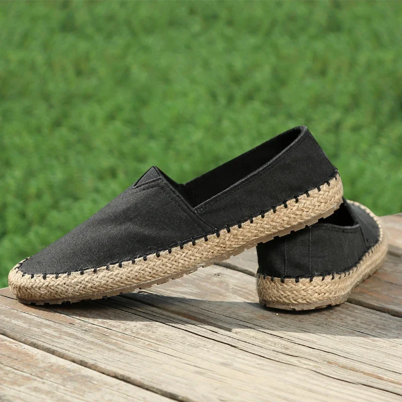 High quality Espadrilles  Footwear Men\'s Flat Canvas Shoes Hemp Lazy Flats For Men Moccasins Male Loafers Driving Shoes 997