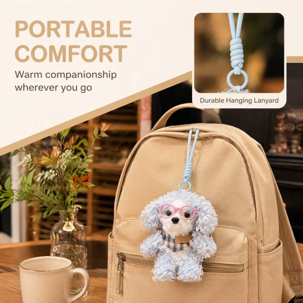 Lovely Simulation Curly Hair Dog Keychain Pendant Lifelike Stuffed Dog Soft Room Decor Stuffed Animals Birthday Gifts