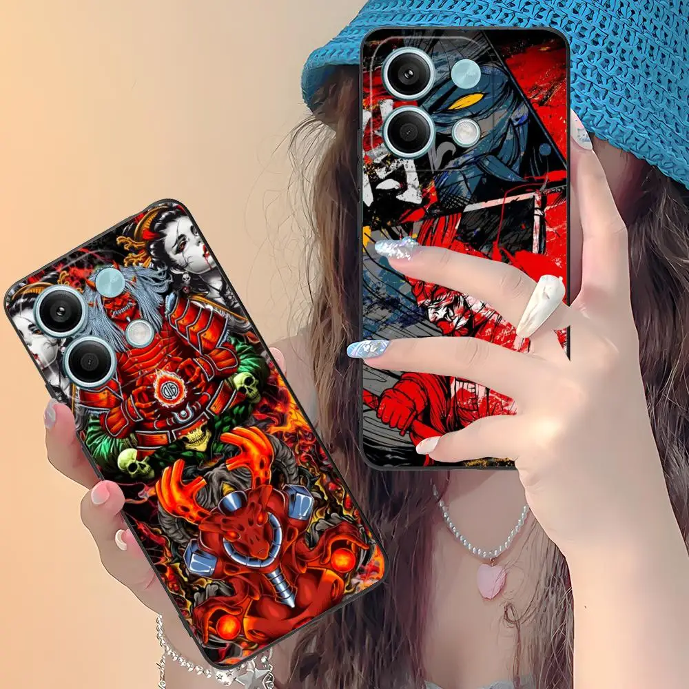 

Чехол для телефона Xiaomi Redmi Note 14 13 12 11 S Pro Plus 4G 5G с изображением самурая Ханья, красочный принт, роскошный, красивый чехол