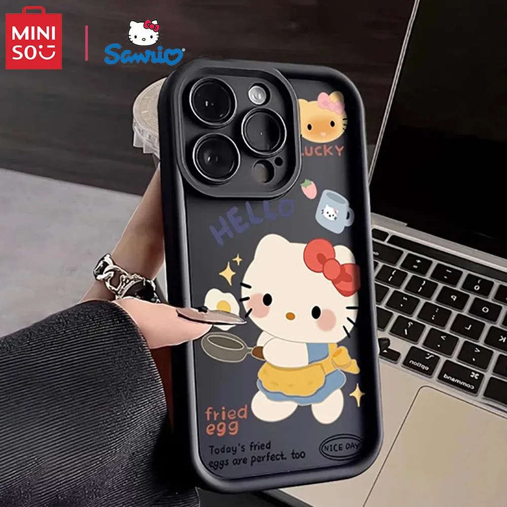 Miniso Sanrio Collaboration Hello Kitty Phone Case For iPhone 15 14 13 11 12 16 Pro Max Plus X XR XS Girl Silicone Phone Case