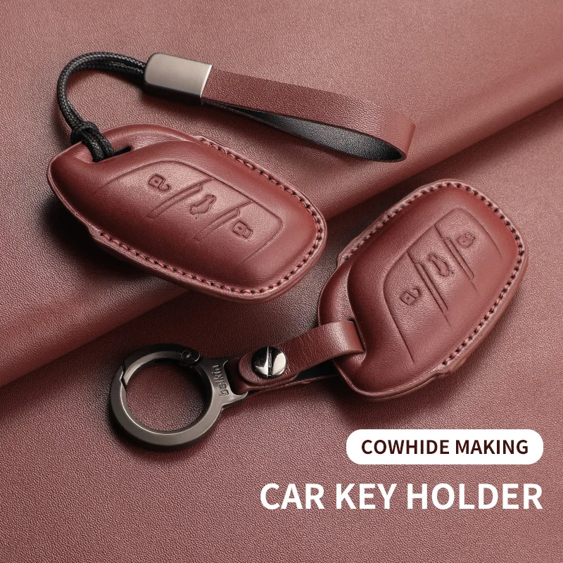 Leather Car Key Case Cover Shell Fob For MG MG4 MG5 MG6 Mg3 Mg7 MG ZS EV HS EHS ZX GT Car Remote Keychain Case Shell Accessories