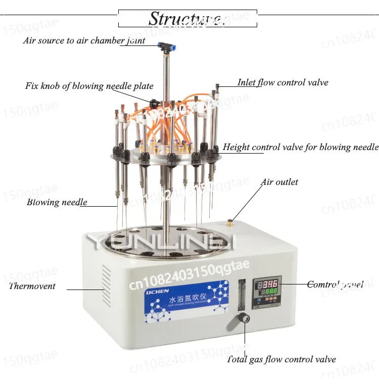 Nitrogen Blowing Apparatus 220V 1000W Visible Nitrogen Blow Meter Laboratory Equipment LC-DCY-12SY