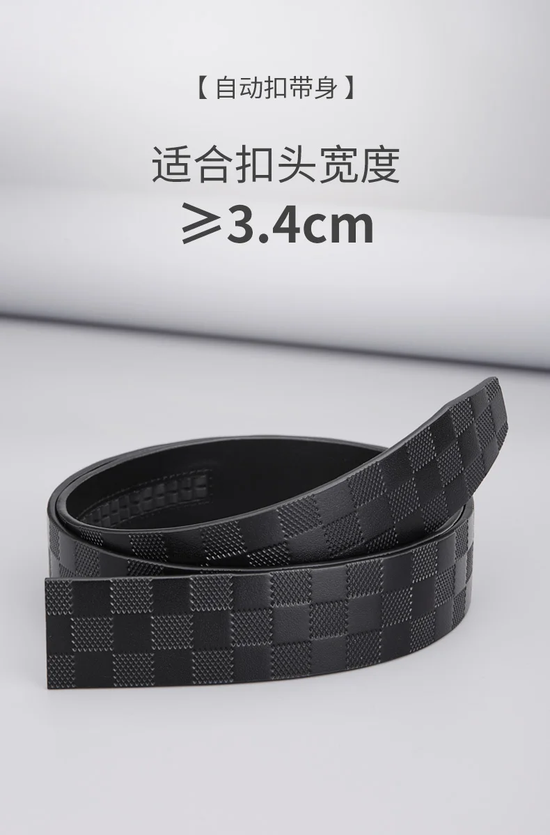 3,5 CM Breite Keine Schnalle Rindsleder Echtes Leder Gürtel Qualität Automatische Druck Wasitbad Strap Bussiness Männlich Gürtel Männer Ohne Schnalle – Detail 3