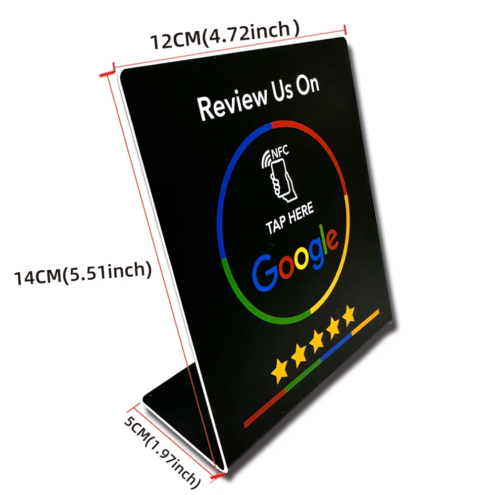 Tarjeta de revisión de Google programable de 13,56 Mhz, mesa de estación NFC, visualización de reseñas de Google NFC, tarjeta doblada, soporte de marca de pie