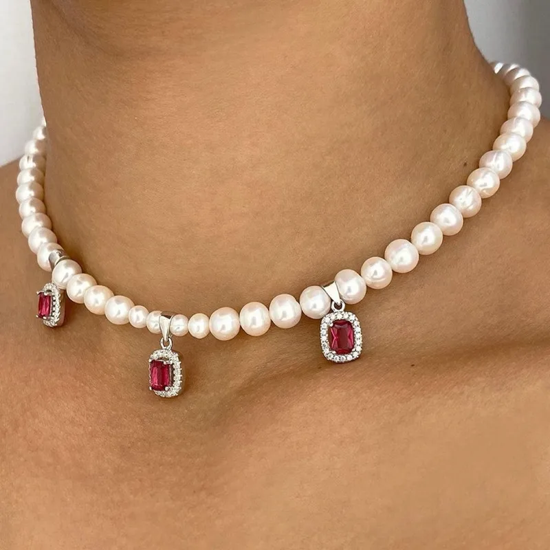 Vintage Real Natural Freshwater Pearl AAA Zircon Necklace Women Jewelry Punk Designer Runway Rare Simply Gown Boho Japan Korean