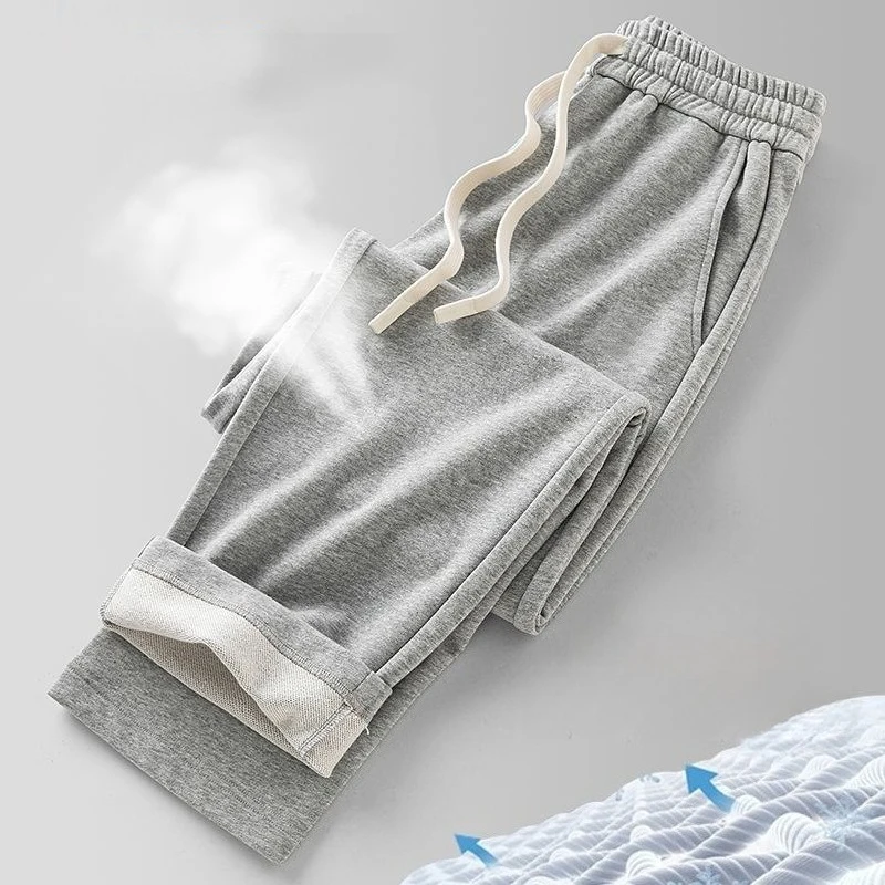 

Мужские спортивные штаны из 100% чистого хлопка — свободный крой, тонкие и дышащие, удобные хлопковые французские махровые брюки, прямые спортивные брюки