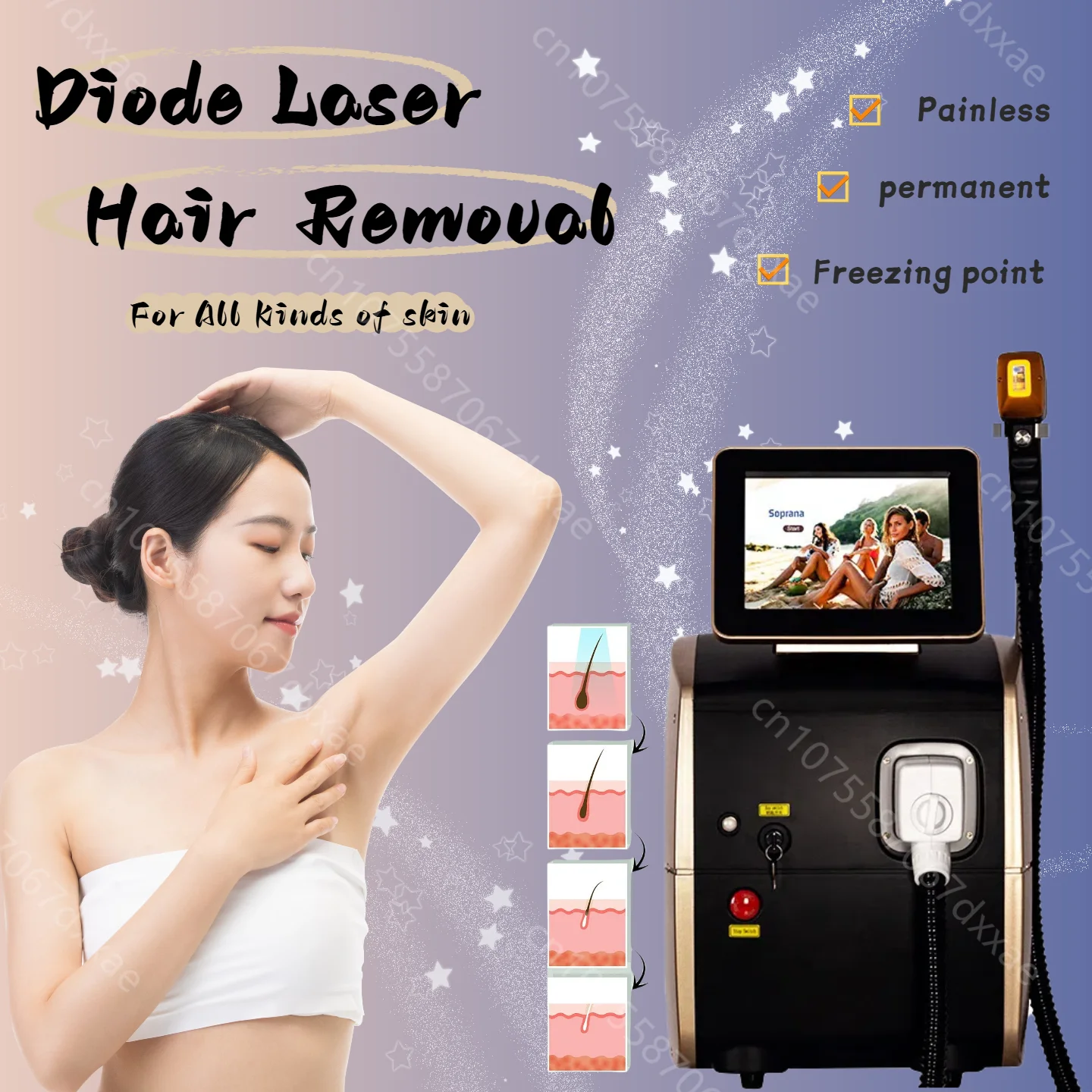 

3500w Diode Laser Hair Removal Machine Multi Wavelengths Painless Permanent Laser Hair Removal Device Alexandrit Laser