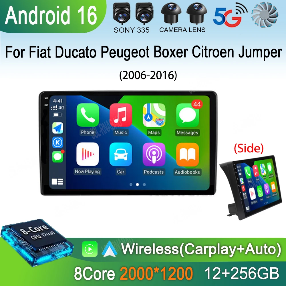 Android 16 For Fiat Ducato Peugeot Boxer Citroen Jumper 2006 -2016 Car Radio Wireless Carplay Multimedia Android Auto 4G