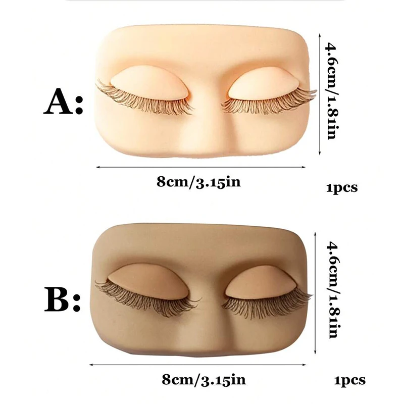 Eyelash Extension Practice Head with Removable Eyelids Flat Mannequin Model Lash Grafting Training Makeup Teaching Accessories