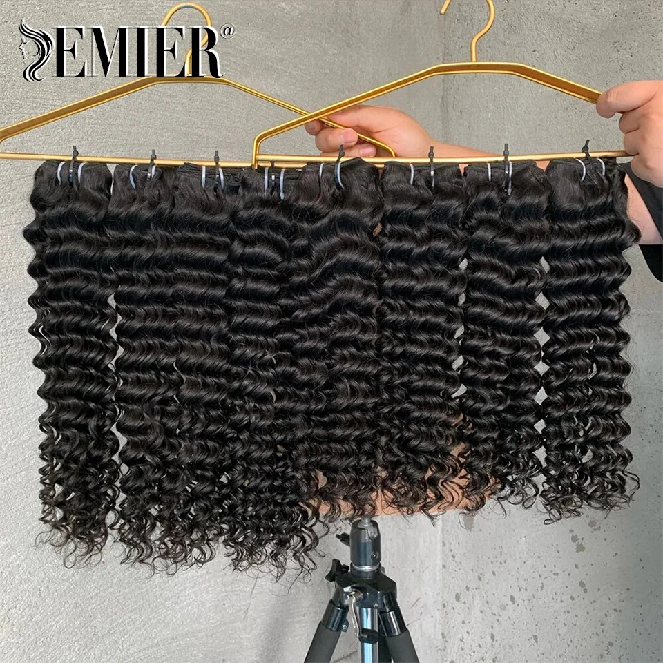 Brazilian Deep Wave Double Drawn Hair Bundles 10"-26" Natural Color 1pc / 3pc Lot Full End Virgin Human Hair Weave