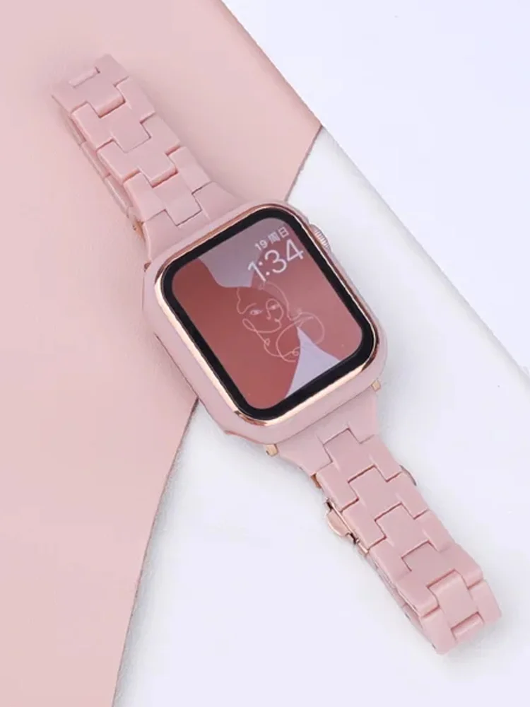 Slim Resin strap for apple watch bands Ultra 2 49mm 40mm 38mm 44mm correas women bracelet iwatch series 5 se 6 7 8 9 45mm 41mm