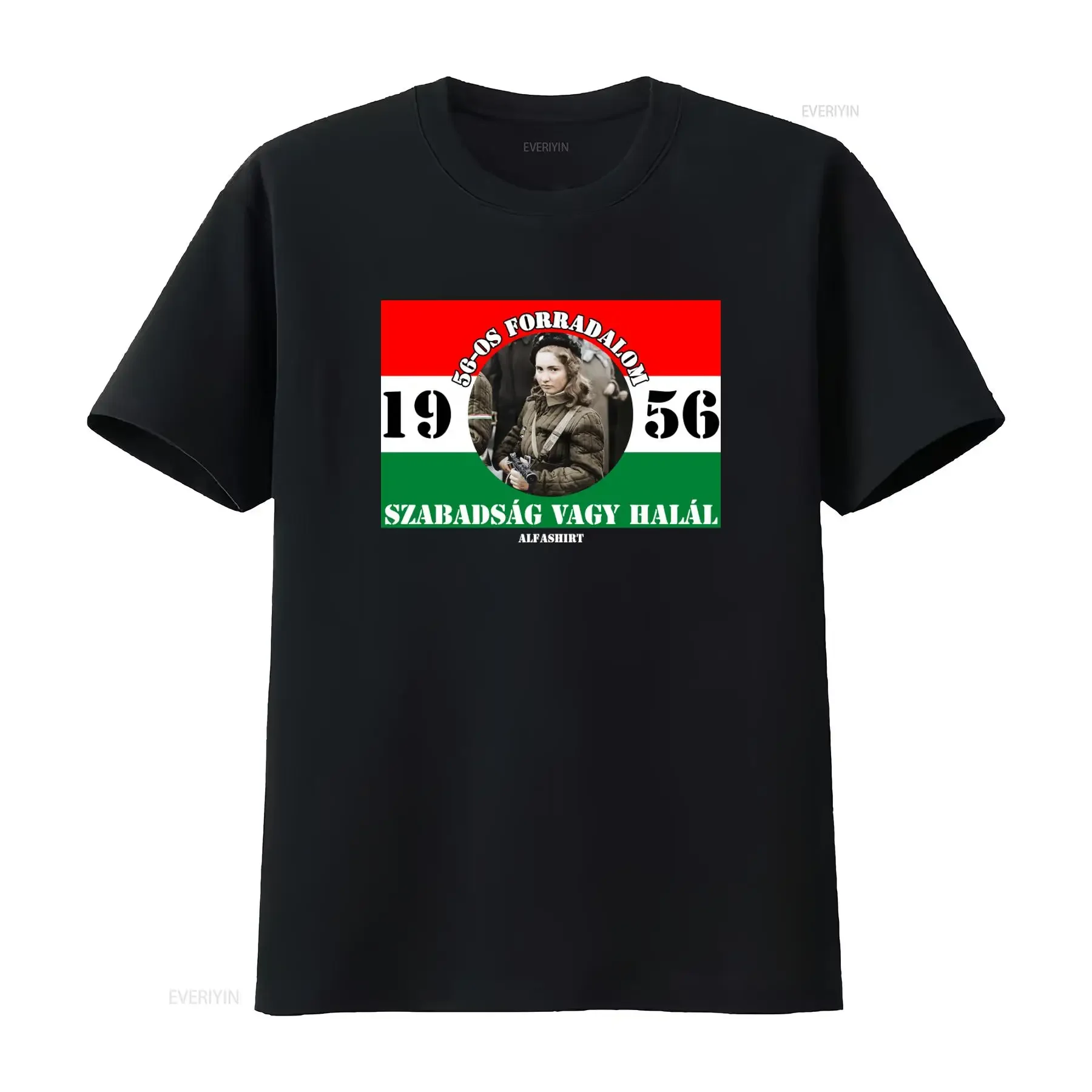 1956 Hungary Budapest Uprising Freedom Flag T Shirt 56 os forradalom Szabadsag Vagy Halal vintage Washed Top For Everyday Wear