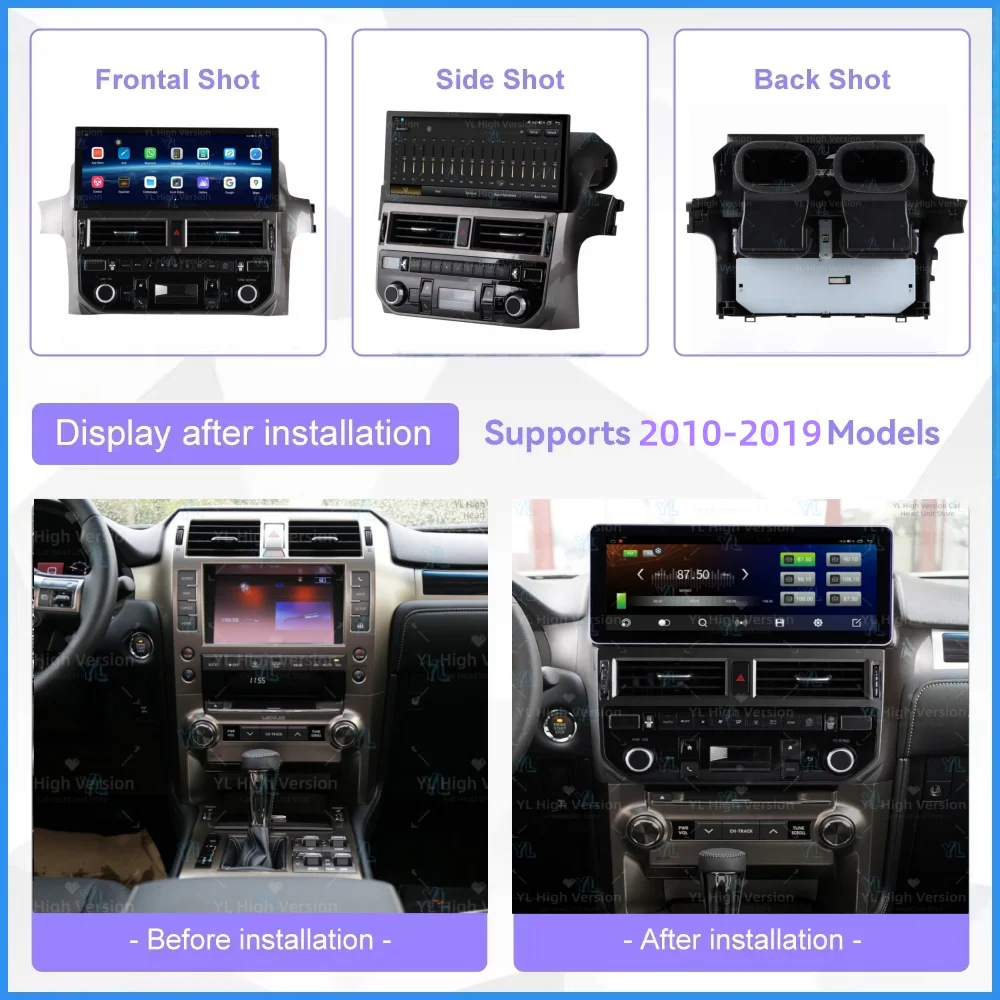 12.3 ” CarPlay Android 14 For Lexus GX GX460 GX400 2009 - 2021 GPS Navigation Multimedia video Player Head Unit HD Screen Stereo