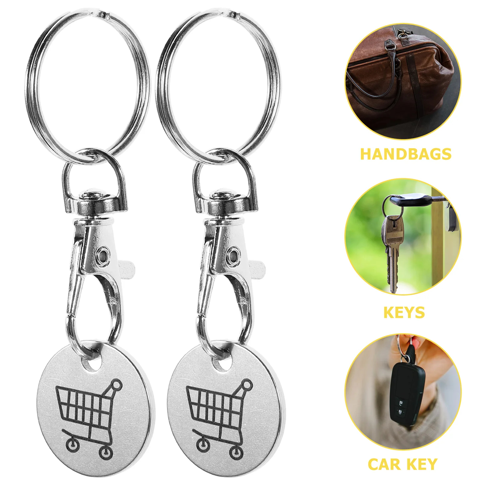 4 Pcs Shopping Trolley Tokens Key Chain Rings Cart 770X250X150CM Keyring Pendant Quarter Holder Keychain