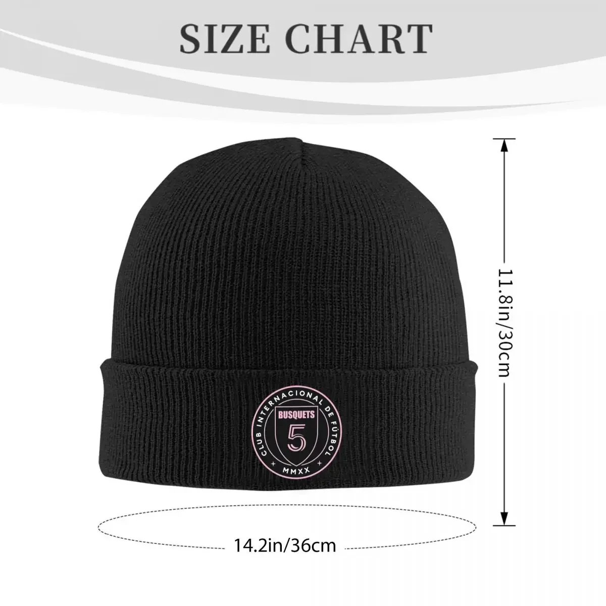 Inter Miami Busquets Badge Warm Knitted Cap Fashion Bonnet Hat Autumn Winter Outdoor Beanies Hats for Men Women Adult