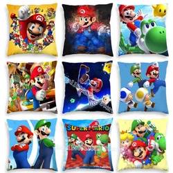 Mario Bros Pillow Case Super Mario Cartoon Cushion Cover Car Sofa Pillowcase Boys Room Fall Decor Home Textile Decorative Gifts