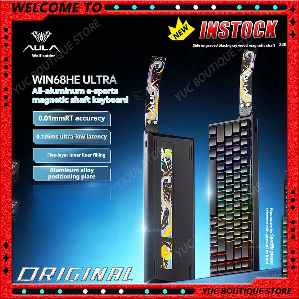 

НОВАЯ игровая клавиатура Aula WIN68HE Ultra 8K с ЧПУ, магнитный переключатель из алюминиевого сплава, клавиатура RT, проводная связь для киберспорта с низкой задержкой