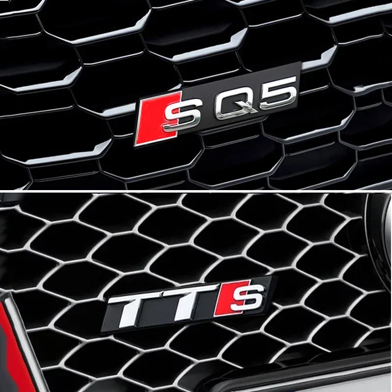 ABS Car Styling Front Grille Emblem Badge for Audi SQ3 SQ5 SQ7 SQ8 RSQ3 RSQ5 RSQ7 TTS TTRS Black Logo Auto Retrofit Accessories