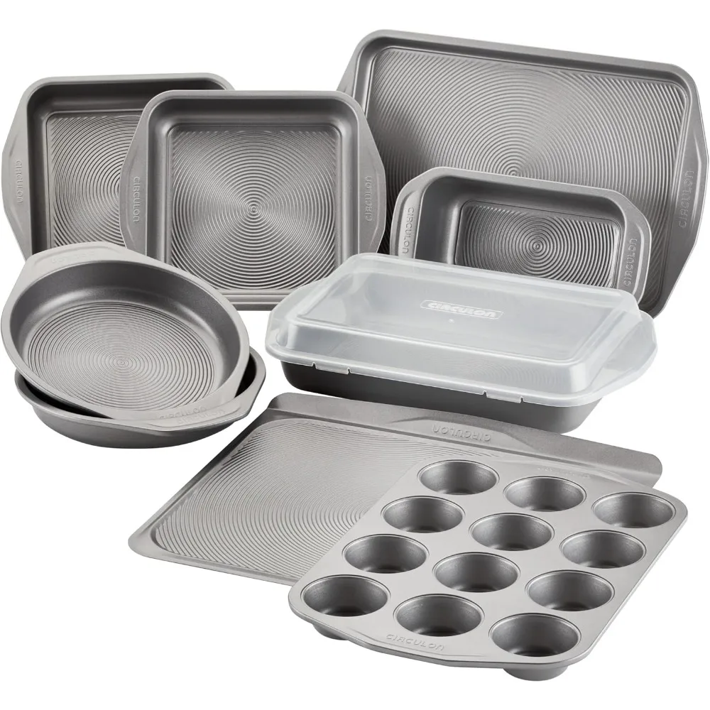 Total Nonstick Bakeware Set with Nonstick Bread Pan, Cookie Sheet, Baking Pan, Baking Sheet, Cake Pan and Muffin/Cupcake Pan