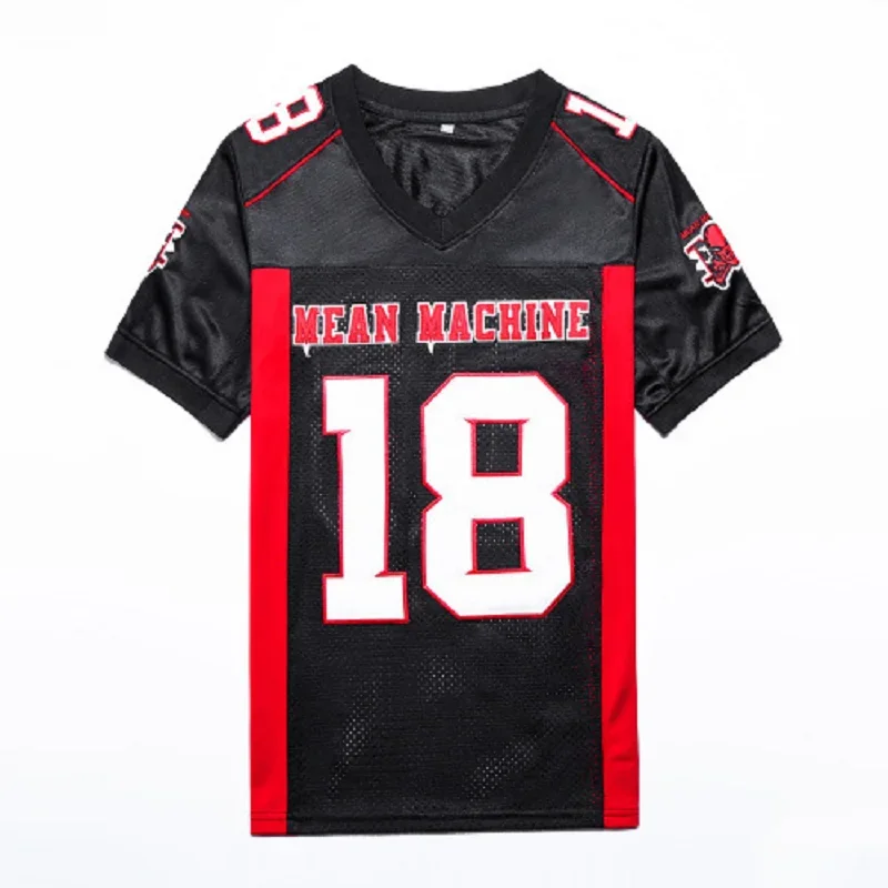 Men American Football jersey Longest Yard Mean Machine 18 Paul Crewe Sewing Embroidery Outdoor Sports Mesh Ventilation Black New