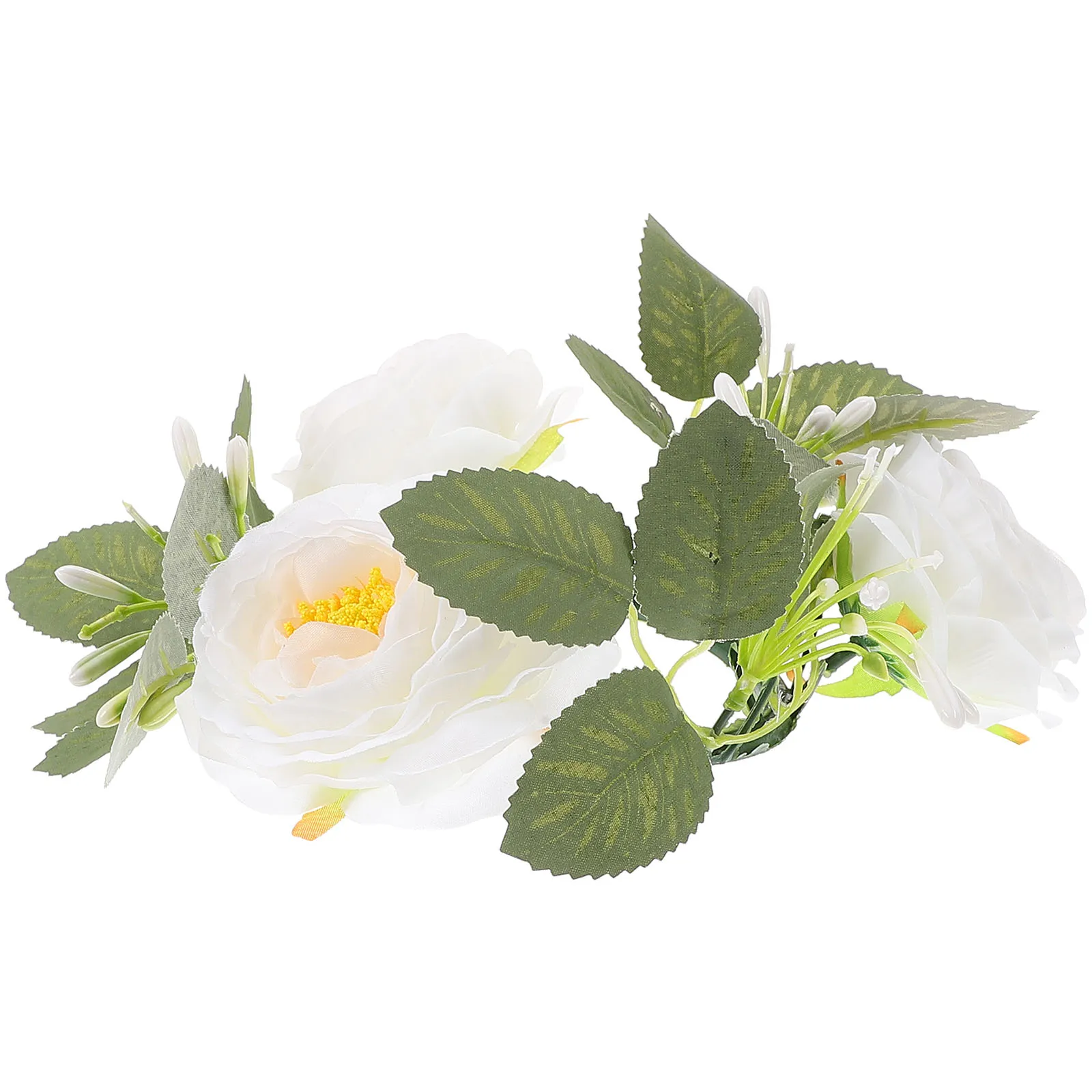 

Simulated Camellia Candlestick Wreath Pink Silk Flower Spring Home Decor Wedding Party Photo Props Table Placement