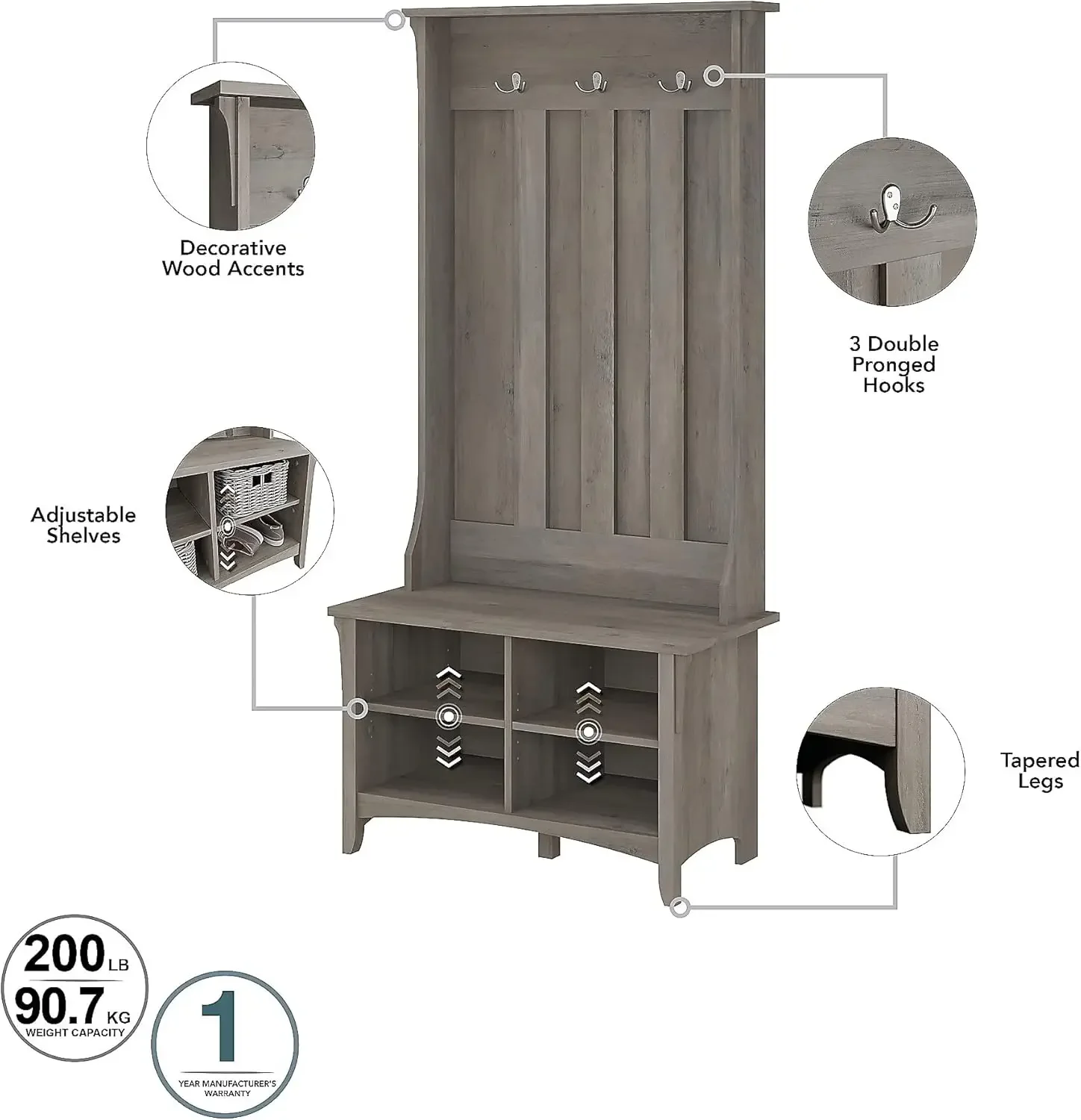 Panca per scarpe e armadietto con accento
