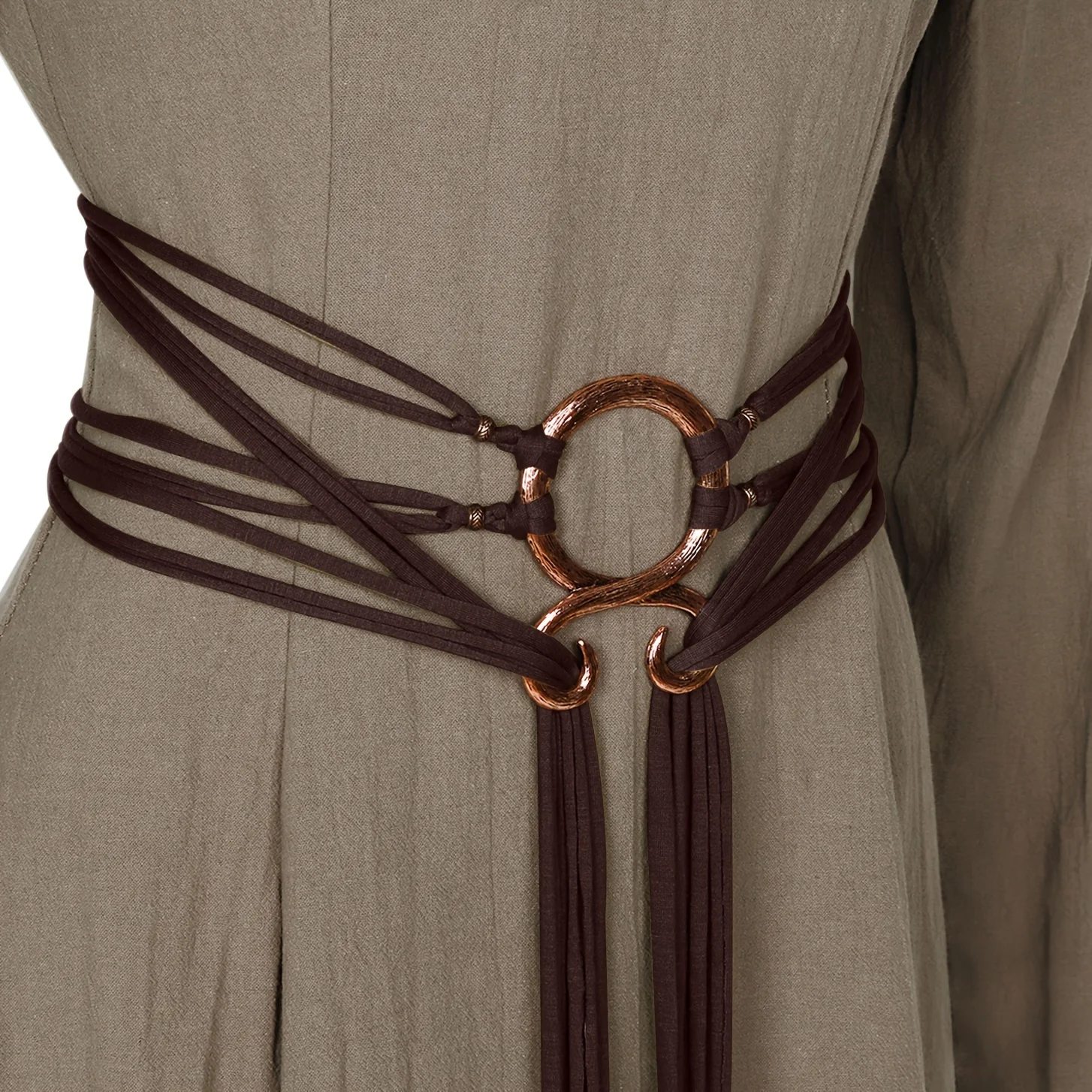 Medieval Long Rope Ring Knotted Belt for Women, Norse Witch Waist Knotted Rope Belt, Viking Renaissance Costume Accessories