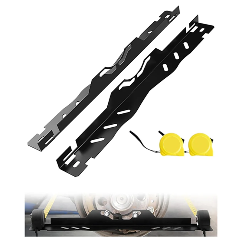 A30P-Front End Alignment Tool For Car, 2 Pieces Wheel Alignment Tool Kit With Heavy Duty Toe Alignment Plates Tape Measures