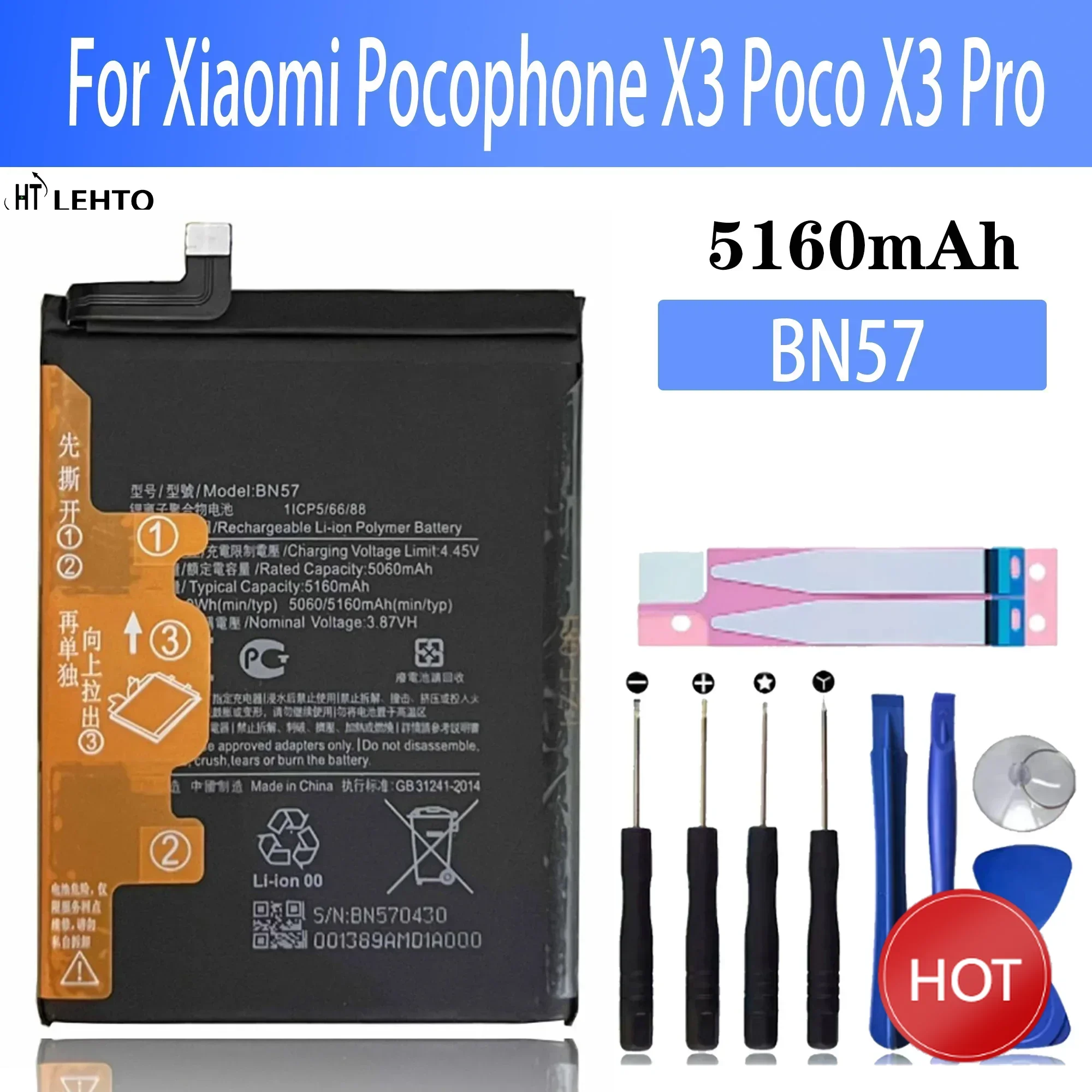 100% Original Xiao mi BN57 5060mAh Phone Battery For Xiaomi Pocophone X3 Poco X3 Pro Replacement Batteries