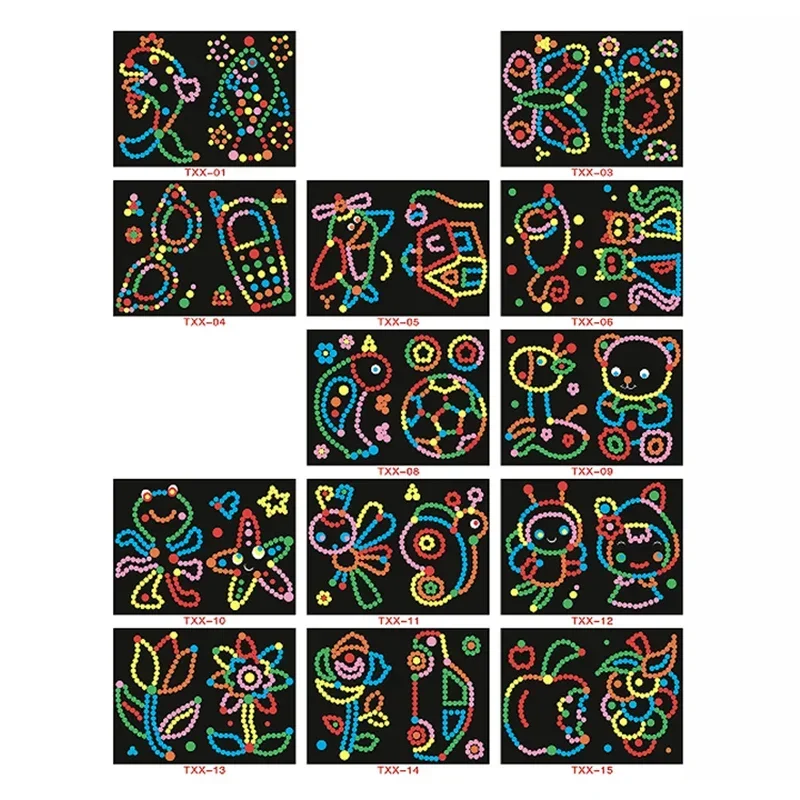 子供 DIY ドットパズルステッカーカラフルなドットかわいい漫画学習早期教育おもちゃモザイクステッカー子供のための子供のギフト