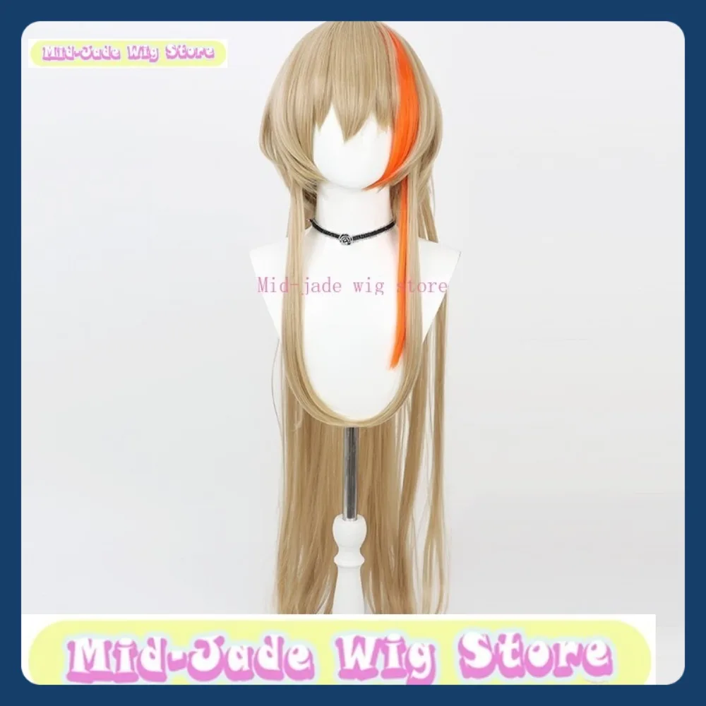 منتصف اليشم متجر شعر مستعار NIJISANJI Fura Kanato الشعر الطويل VTuber شعر مستعار تأثيري أنيمي لعبة لعب الأدوار هالوين ملابس تنكرية للحفلات الدعائم