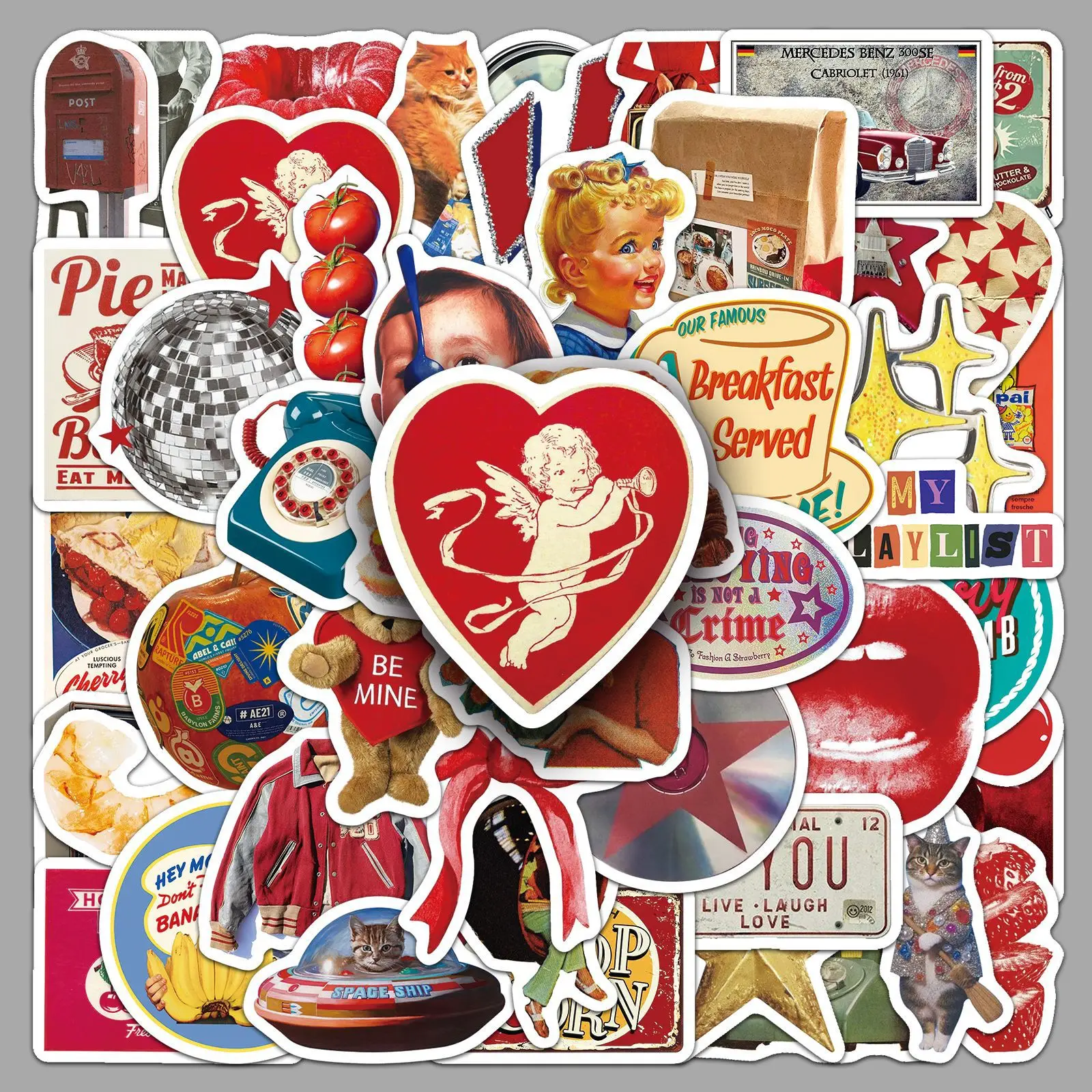 

50PCS American Retro Pattern Graffiti Stickers Cartoon DIY Decorative Phone Case Skateboard iPad Waterproof Sticker Kids Toy