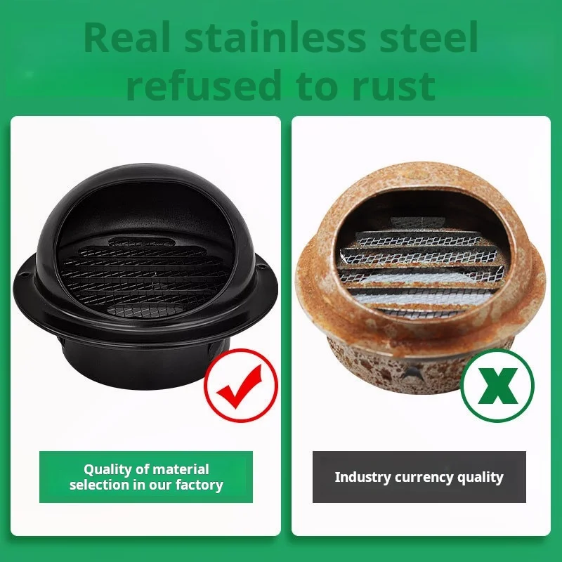 

Outdoor Stainless Steel Wind Cap Rain Cover Flue Windproof Vent Hood Insect Screen Bathroom Exhaust Fan​