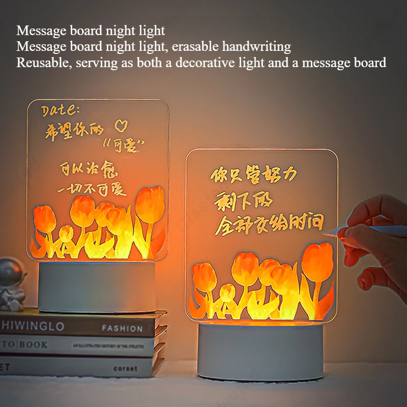 Creative New LED Luminous Desk Lamp Note Board Memo Message Board Can Wipe Bedroom Bedside Lamp