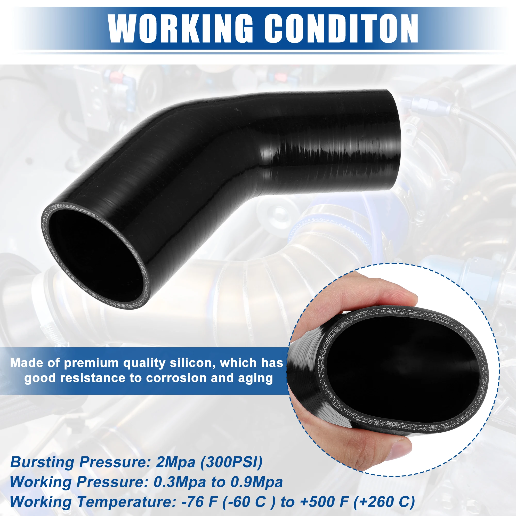 UXCELL 45도 51mm-63mm 70mm-76mm ID 4Ply 자동차 팔꿈치 감속기 실리콘 호스 커플러 인터쿨러 튜브 흡입 배관