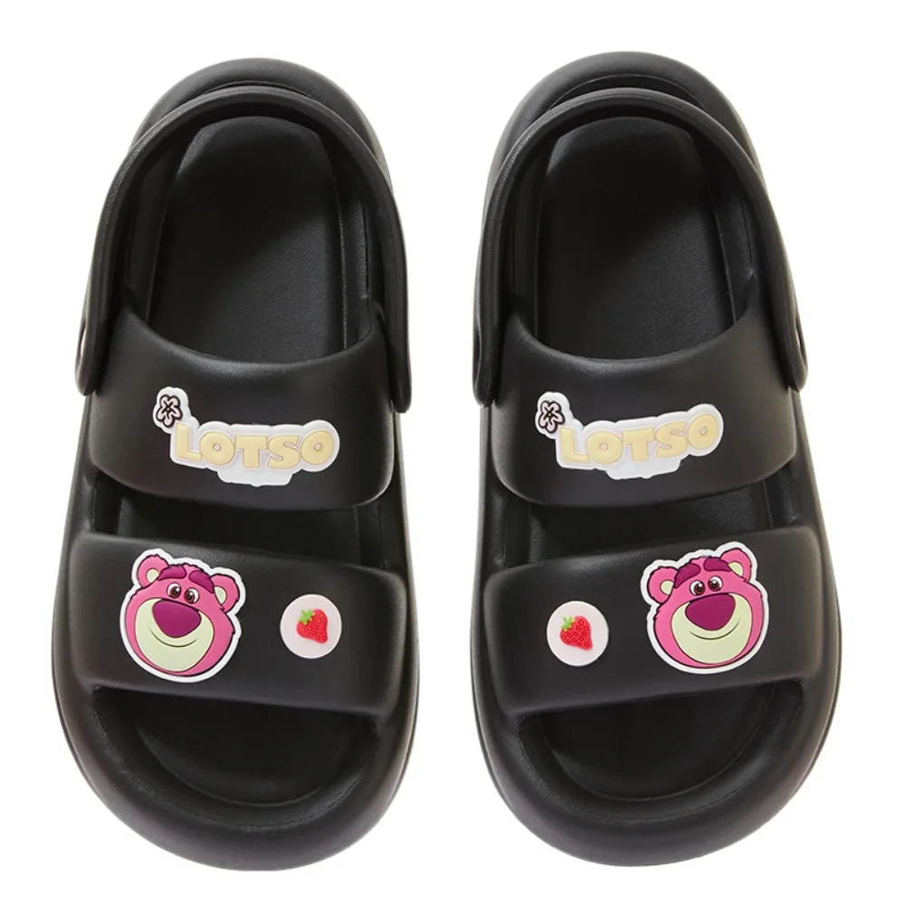 Miniso-Sapatos de praia para meninos e meninas, sandálias de anime fofas, sandálias de sola grossa para estudantes, Disney Series Marie Cat, Urso Pooh de Lótus, verão