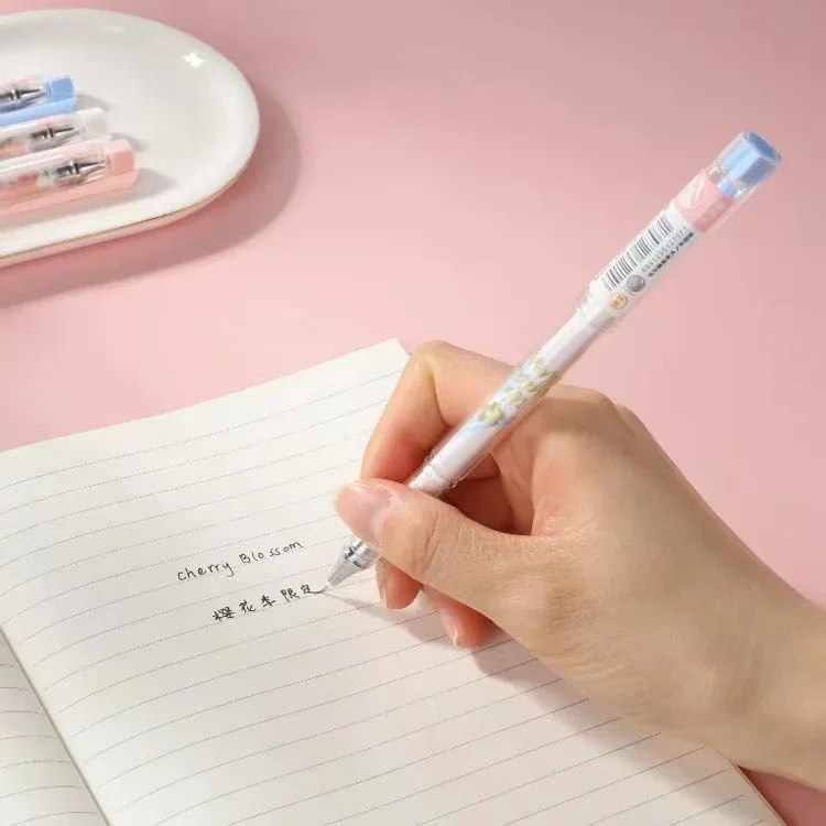 School Kantoorbenodigdheden Cadeau Studenten Schattige Balpen Mooie Esthetische Kawaii Kersenbloesems Zwarte Inkt Gel Pen