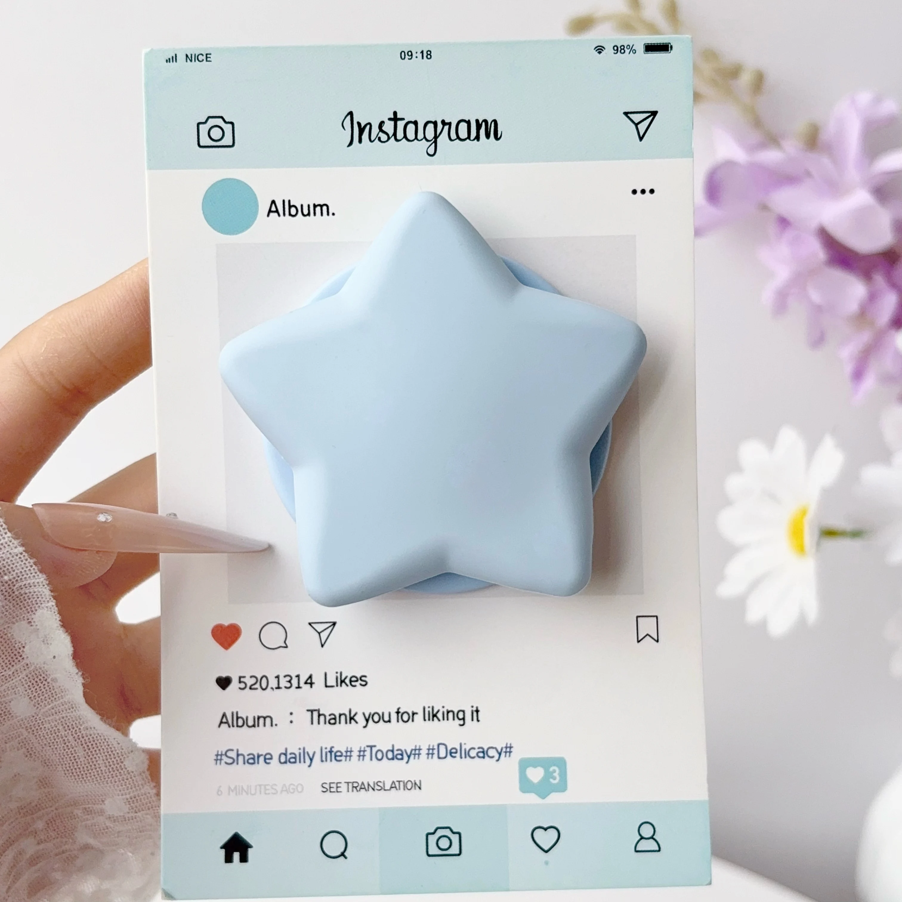 Macaron Star Phone Holder Grip Skin-Friendly Silicone Soft Touch Durable Non-Deforming Versatile & Practical Ten Colors Choose