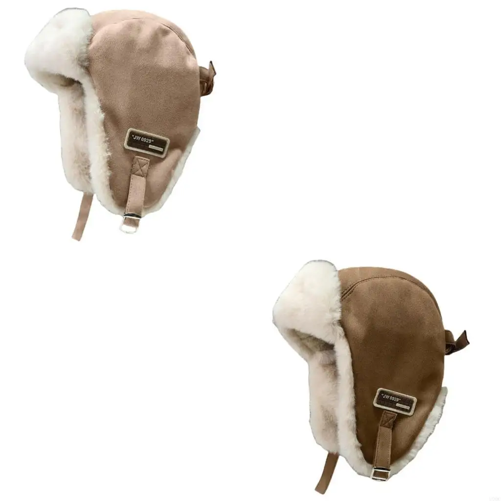

Breathable Earmuff Caps Adjustable Ear Flap Hat with Fleece Lining for Daily Use Y166
