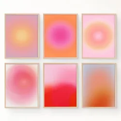 Retro Abstract Positive Spiritual No.18 Pink Aura Aesthetic Poster Canvas Painting Wall Art Pictures Home Bedroom Decor Gift