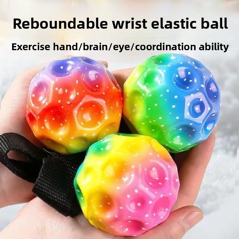Wrist Moon Stone Elastic Ball Stress Relief Bounce Back Band Rope Glow High Elasticity Shake Ball