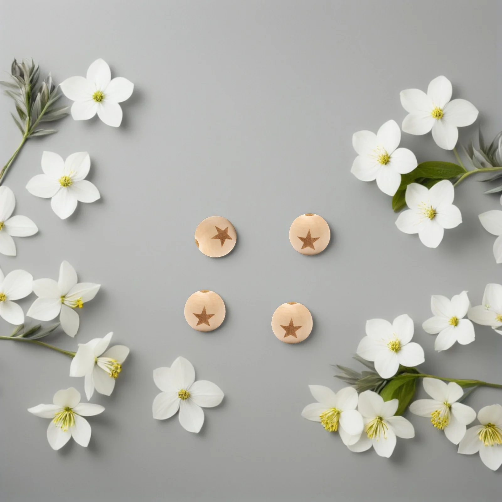 

50Pcs DIY Loose Beads Handmade Wood Bead Set for Jewelry Accessories Craft Projects Kids Educational Decorative Ornaments