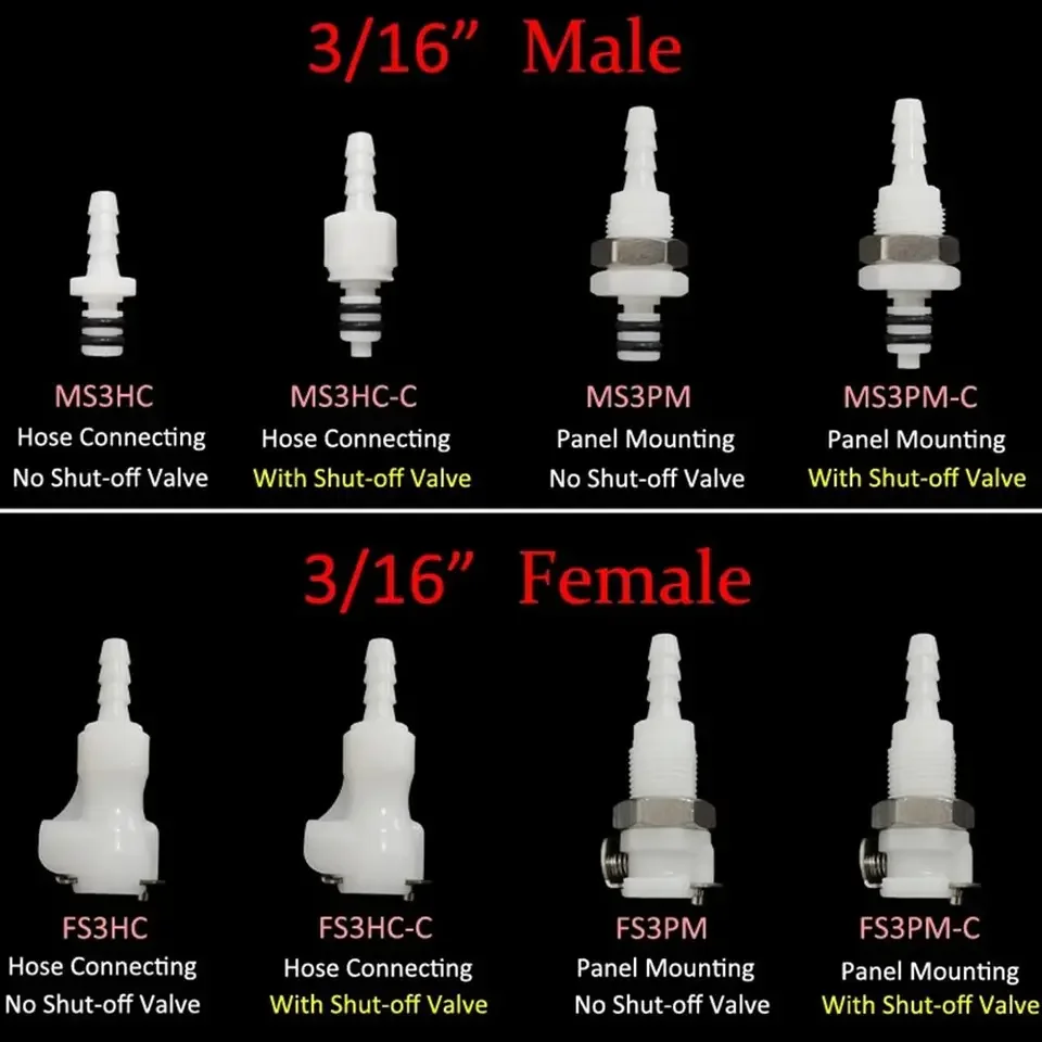 32mm ID female plug coupling with integrated valve for rapid hose connection and disconnection S series plastic body EPDM seal r