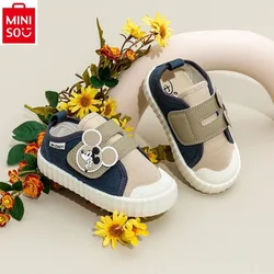 MINISO Disney Cartoon Mickey Soft Sole Canvas Shoes Boys' Walking Shoes Anti slip Comfortable Children's Casual Shoes