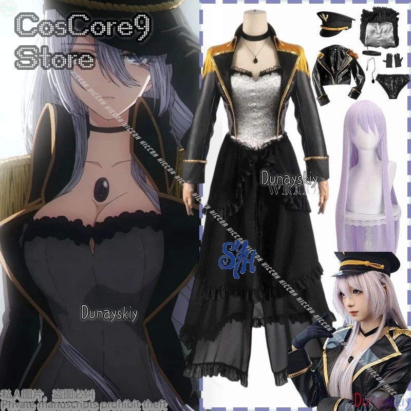 Vestir Anime Darling Cosplay Kitagawaa Marinn Neon Nikaido rsi3) Uniforme militar sexy negro Goth Deep V Hat Pelucas Halloween