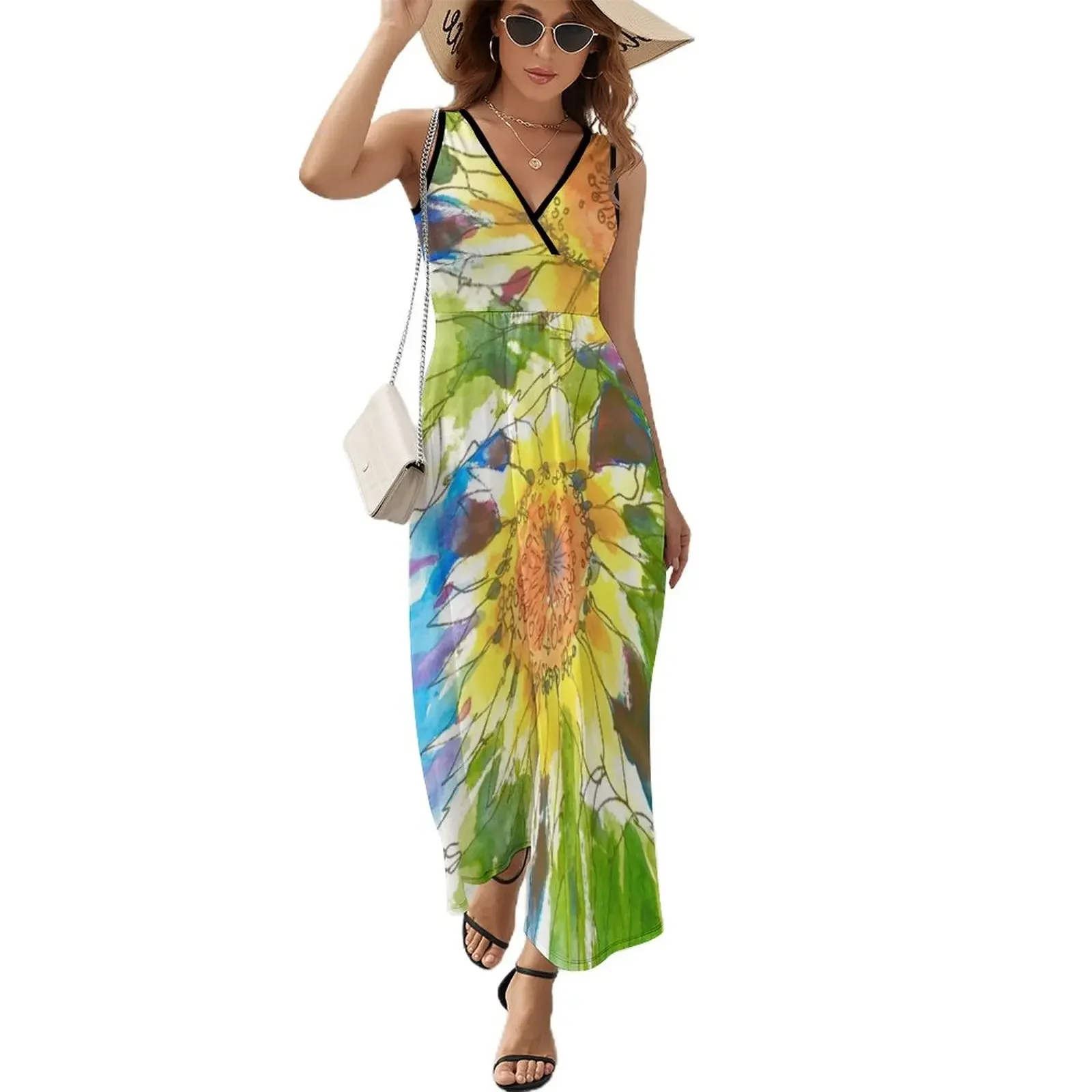 

Sunflowers, France Sleeveless Dress dresses ladies 2024 summer Party dresses loose women's dress