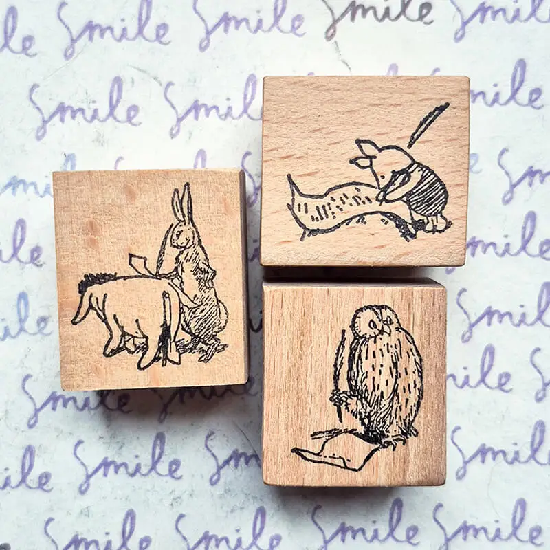 Stamp Scrapbooking Penpal Love Writing Letters Diary Decoration Cute Animal Rabbit Bear Wooden Stamps